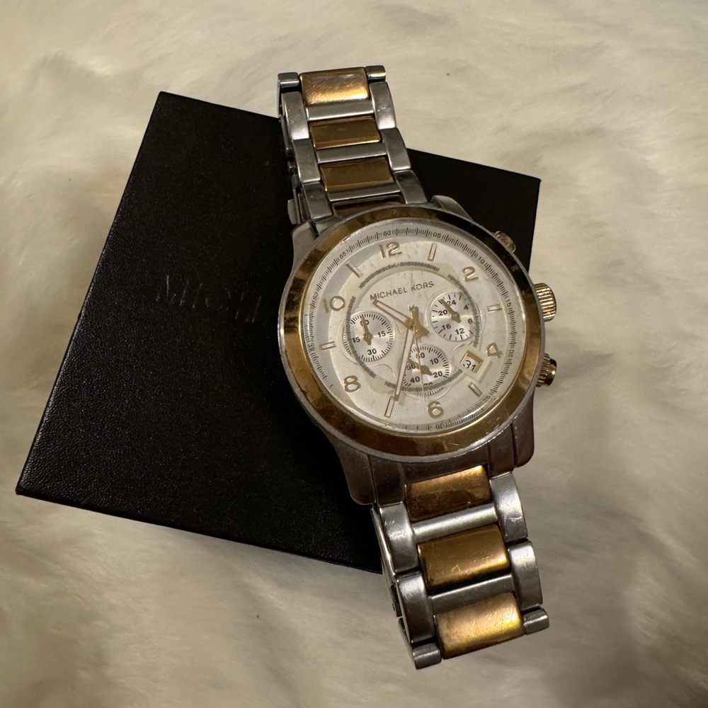 Michael Kors oversized runway watch two toned